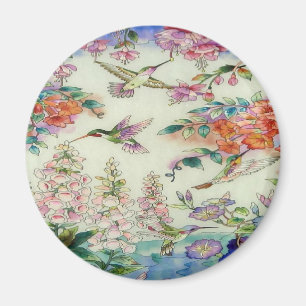 Aimant Colibris et verre souillé wow de fleurs