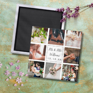 Aimant Collage de photos de mariage personnalisé