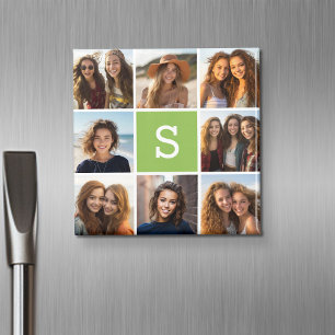 Aimant Collage de photos - Monogramme personnalisé - Vert