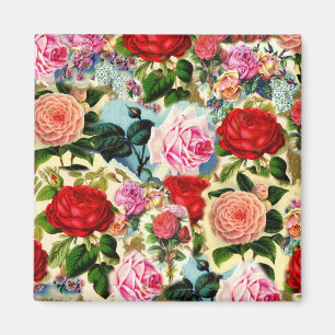 Aimant Collage floral assez chic de roseraie de cru