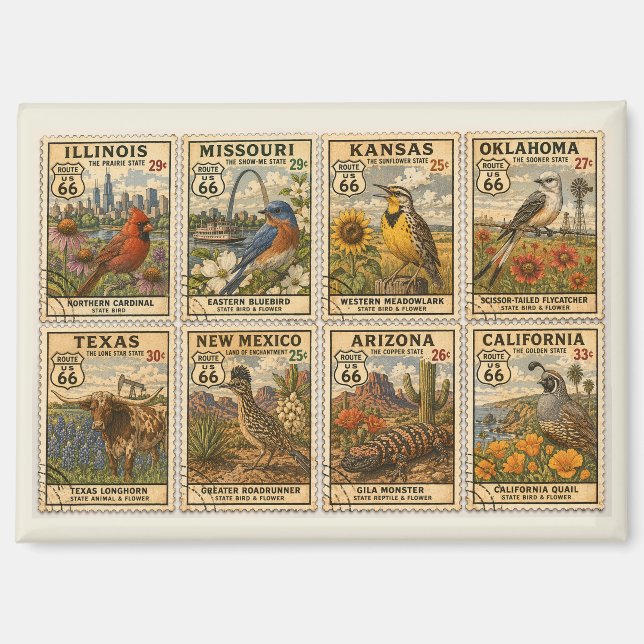 Aimant Collage Frigo Route Mère Vintage (Recto)