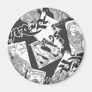 Aimant Collage noir et blanc de Supergirl