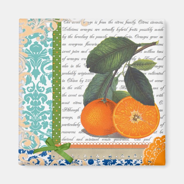 Aimant Collage Oranges vintages (Devant)