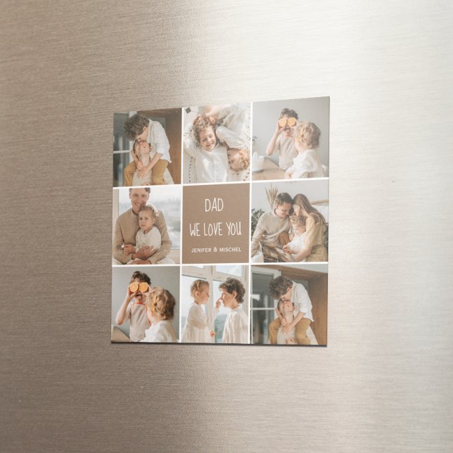 Aimant Collage Photo Papa We Love You Happy Fête des père (Créateur téléchargé)