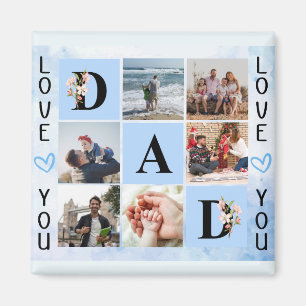 Aimant Collage photo personnalisé de Love You Dad - Perso