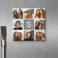Collage photo personnalisé Monogramme Charbon Blan