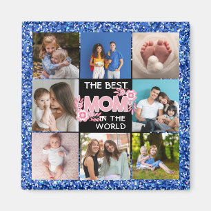 Aimant Collage Photo rose Meilleure maman En Word cadeau
