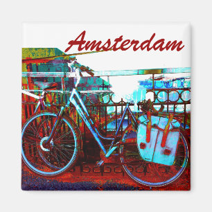 Aimant Collage urbain coloré de vélo - série d'Amsterd