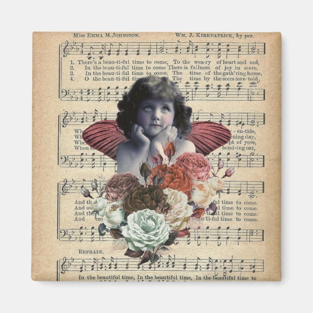 Aimant Collage vintage pour fille Cherub (Devant)