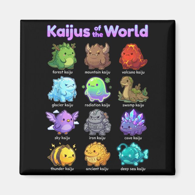 Aimant Collection de créatures mythiques mignonnes Kawaii (Devant)