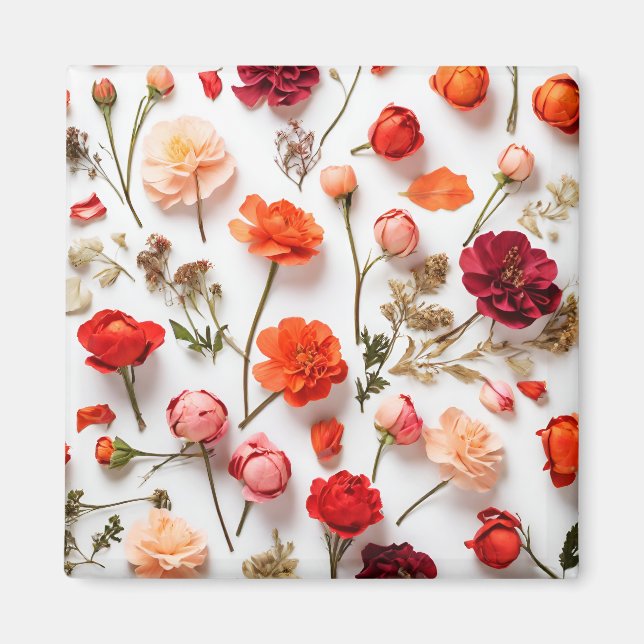 Aimant Collection de fleurs printanières (Devant)