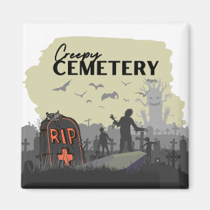 Aimant Collection de timbres d'Halloween "Cimetière Dépla