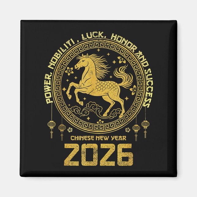 Aimant Collection du zodiaque de l'année lunaire 2026 Che (Devant)
