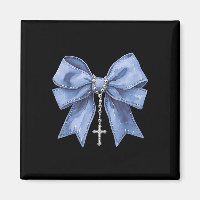 Aimant Collier croix Jésus Bow Coquette Religieux Chrétie (Devant)