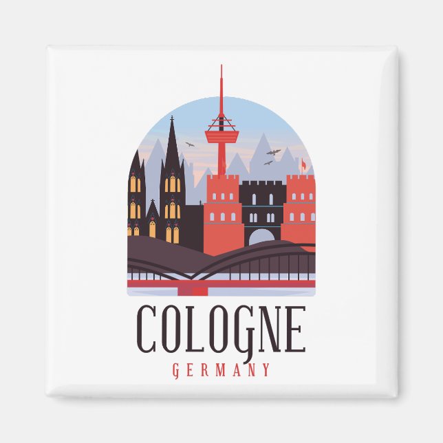 Aimant Cologne Allemagne Vintage Cityscape (Devant)
