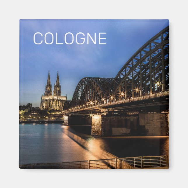 Aimant Cologne Cityscape Allemagne Dom Souvenir de nuit (Devant)
