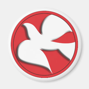 Aimant Colombe de Confirmation dans un Cercle Rouge