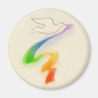 Aimant Colombe de mariage avec ruban arc-en-ciel