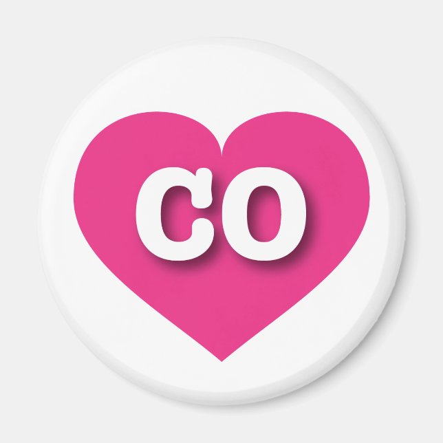 Aimant Colorado Hot Pink Heart - I Love CO (Devant)