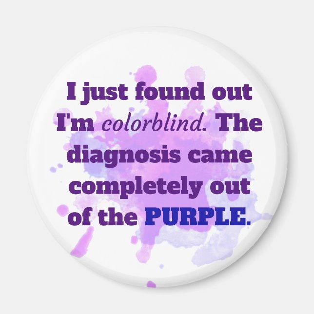 Aimant Colorblind Funny Joke Purple Blue (Devant)