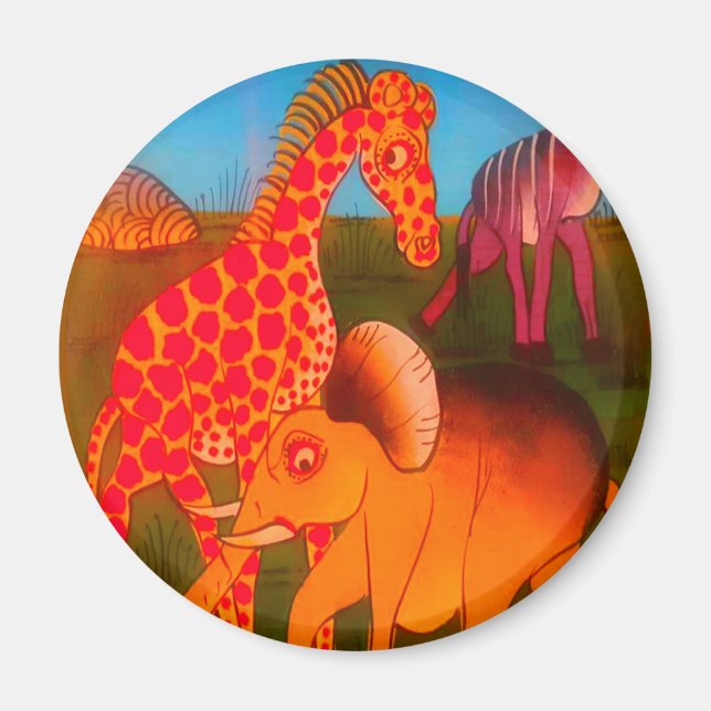 Aimant Coloré Africain animal sauvage couleurs safari (Devant)