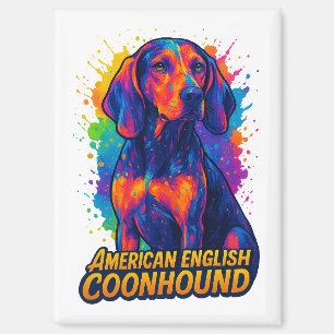 Aimant Coloré Pop Art American Anglais Coonhound