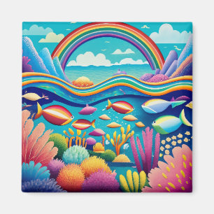 Aimant Coloré sous-marin sous l'arc-en-ciel