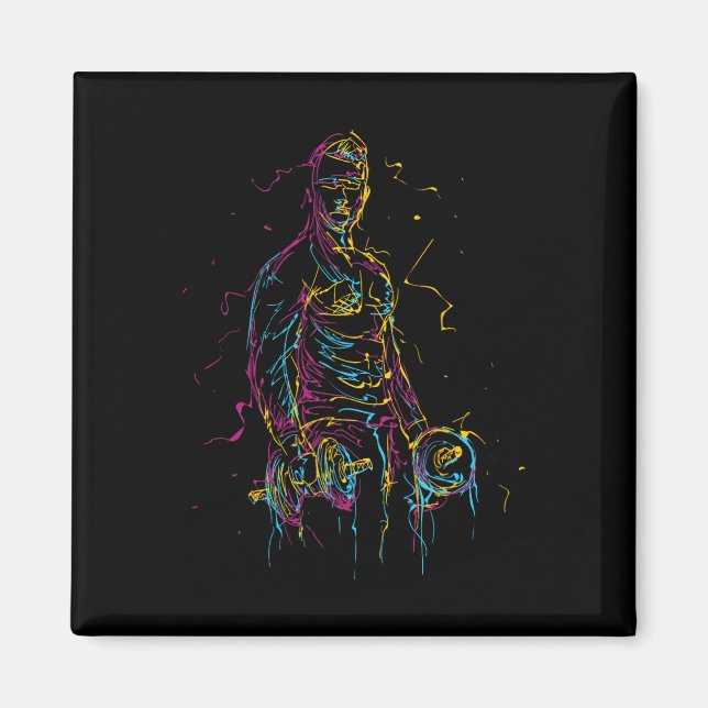 Aimant Coloré Strongman Bodybuilding Gym Poids (Devant)