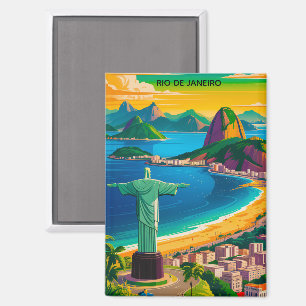 Aimant Coloré Vintage Rio de Janeiro Cristo Redentor
