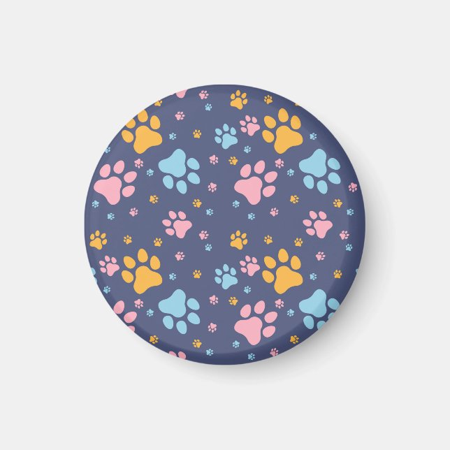 Aimant Colorful Animal Paw Prints Pattern (Devant)