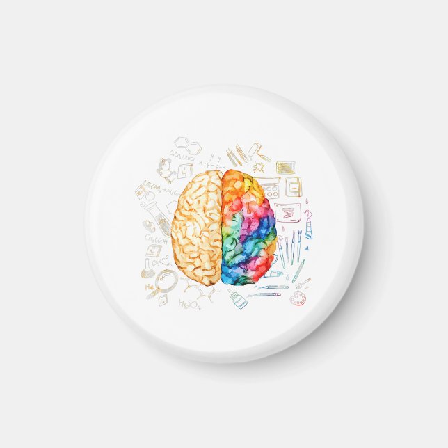Aimant Colorful Brain - Science And Art - Neuroscience Ne (Devant)