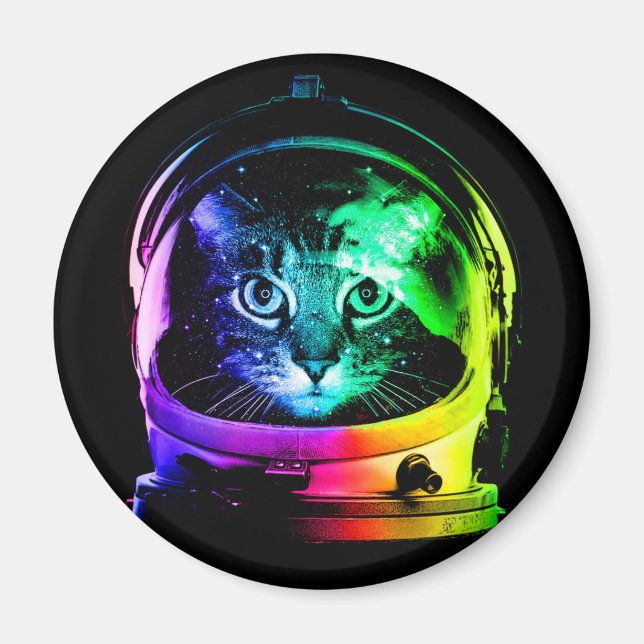 Aimant Colorful cat astronaut (Devant)