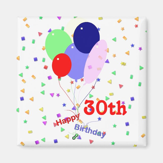 Aimant Colorful Joyeux 30e Anniversaire Ballons (Devant)