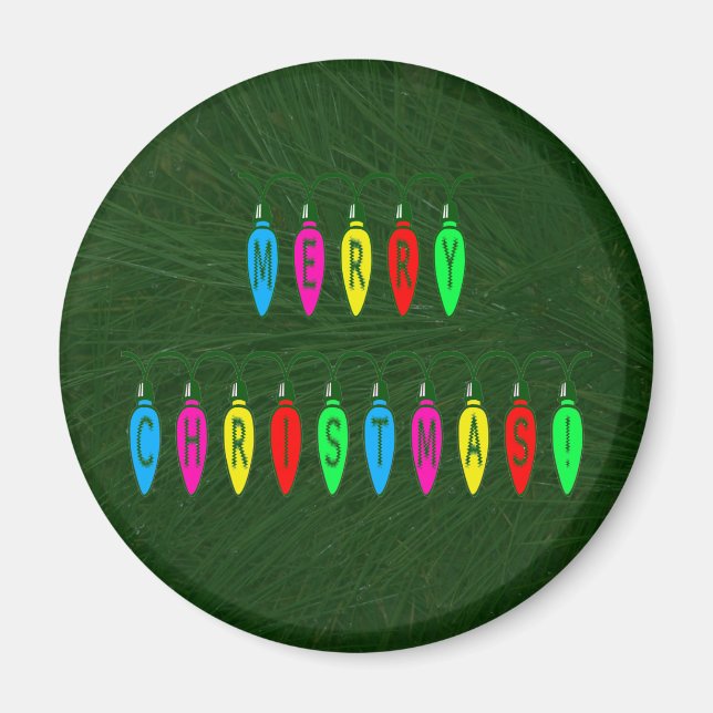 Aimant Colorful Merry Christmas Lights Font (Devant)