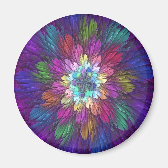 Aimant Colorful Psychedelic Flower Abstract Fractal Art (Devant)