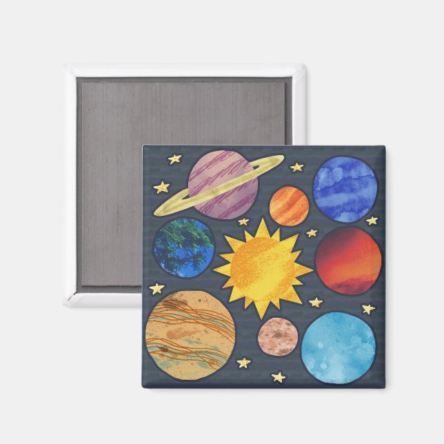 Aimant Colorful Solar System (Recto/Verso)