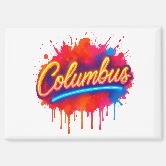 Aimant Columbus Neon Street Art Splash (Recto)