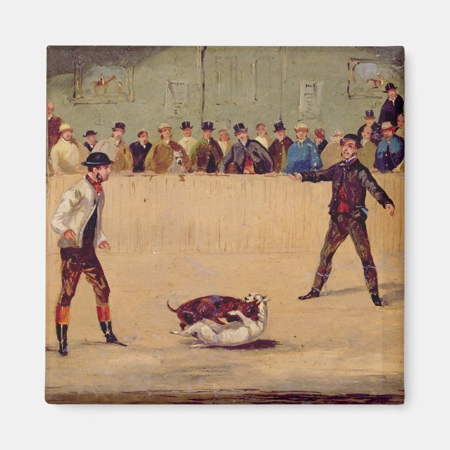 Aimant Combat de chiens (huile sur papier) (Devant)