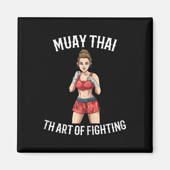 Aimant Combattante féminine de Muay Thai - Boxe thaïlanda (Devant)