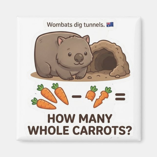 Aimant Combien de carottes? Jeu de soustraction de maths  (Devant)