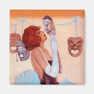 Aimant COMÉDIE ET TRAGÉDIE DRAMA MASQUES Glamor Girl Magn