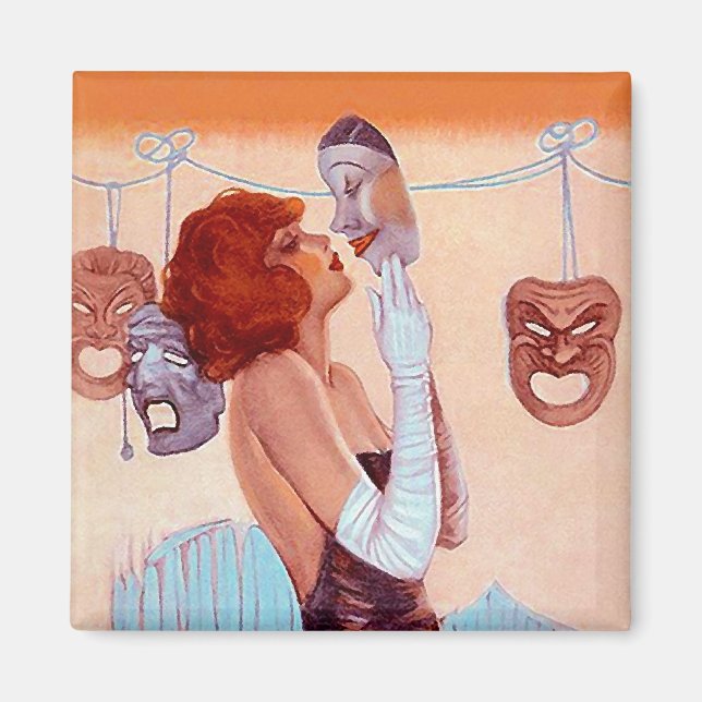 Aimant COMÉDIE ET TRAGÉDIE DRAMA MASQUES Glamor Girl Magn (Devant)