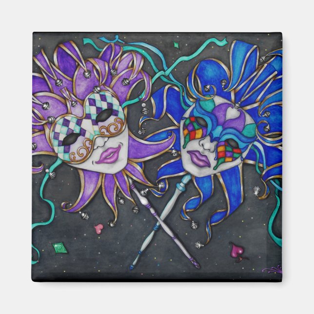 Aimant Comedy/Tragedy Jester Masks (Devant)