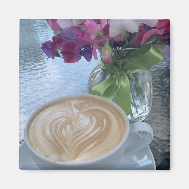 Aimant Commencez votre journée avec un Latte (Devant)