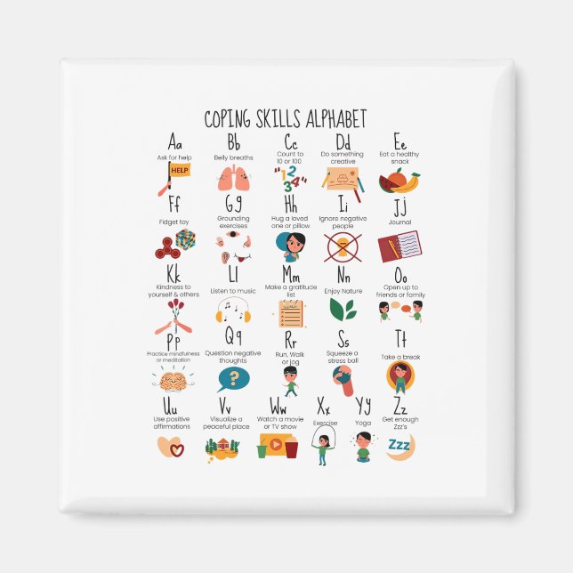 Aimant Compétences Alphabet Conseiller scolaire Santé men (Devant)