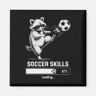Aimant Compétences de Raton Laveur de Football Mignon Cha