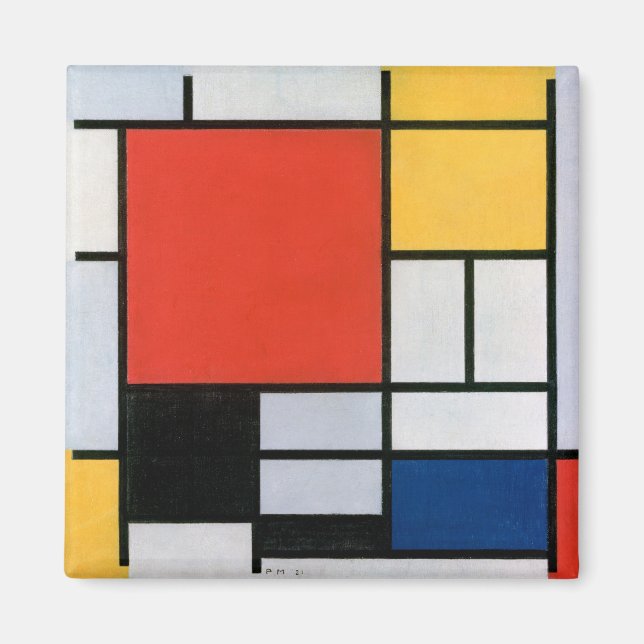 Aimant Composition Abstraite vintage par Piet Mondrian (Devant)