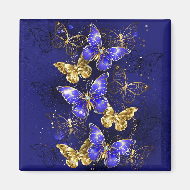 Aimant Composition avec papillons Sapphire (Devant)