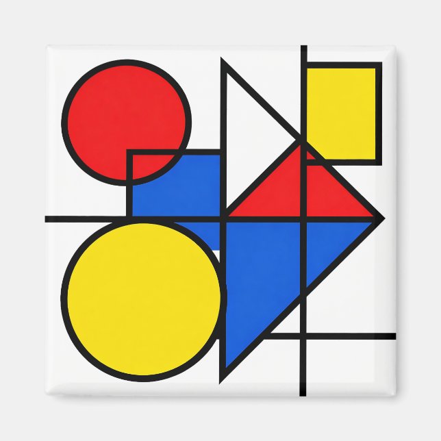 Aimant Composition de couleurs primaires de Mondrian (Devant)