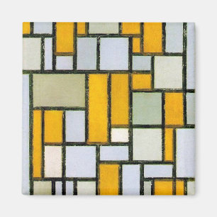 Aimant Composition Jaune et Gris, Mondrian